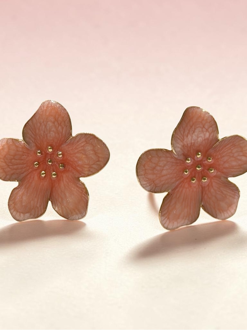 Peach Blossom Flower Stud Earrings